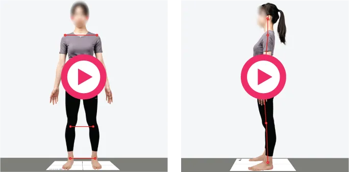 AI 알고리즘을 이용한 정면 자세 자동 분석 영상 화면